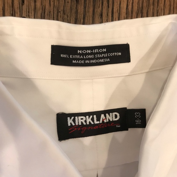 Kirkland Signature Extra Long 100% Cotton Non-Iron White Dress Shirt—Neck 16 - Picture 3 of 3